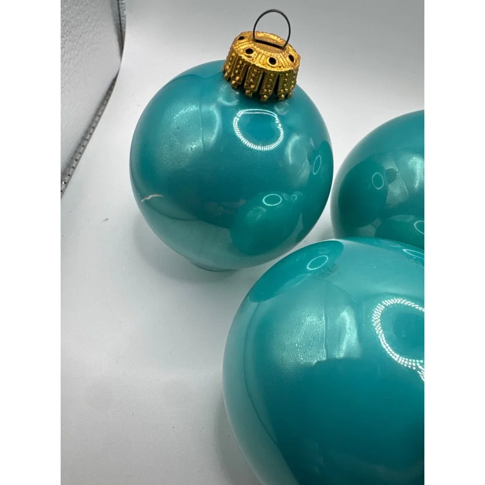 Vintage West Germany Glass Christmas Ornaments Robin Egg Blue Teal Set of 5
